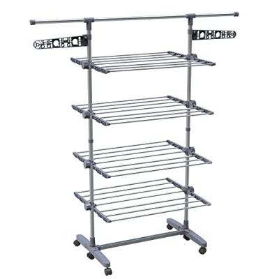 VOUNOT  Sechoir a linge inox etendoir robuste ailes pliables 4 niveaux