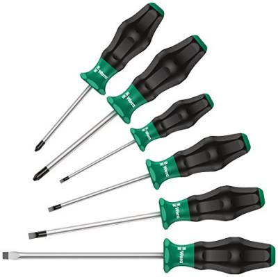 WERA  031551 Kraftform Jeu de tournevis Vis &agrave; fente / cruciforme 6 pi&egrave;ces