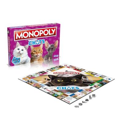 WINNING MOVES Monopoly Chats - Jeu de soci&eacute;t&eacute; - Monopoly Mettant en Vedette Les Chats Dans Diff&eacute;rents Lieux
