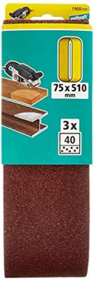 WOLFCRAFT  3 bandes abrasives grain 40 75x510mm
