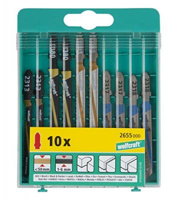 WOLFCRAFT  Coffret lames scie sauteuse en T - 10 pieces