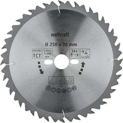 WOLFCRAFT Lame scie CT - s&eacute;rie Table - 24 dents altern&eacute;es - 250x30x3.2mm