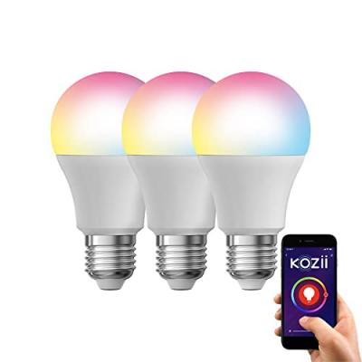 XANLITE Pack de 3 Ampoules LED connect&eacute;es A60, culot E27, RVB CCT