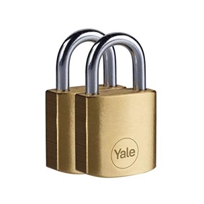YALE Lot de 2 cadenas laiton s'entrouvrant 30 mm, anse acier c&eacute;ment&eacute;, 3 cles