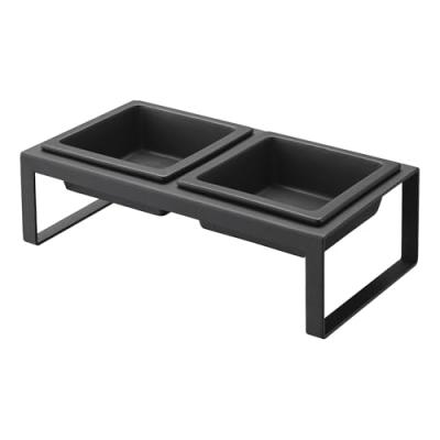 YAMAZAKI  - Double gamelle design sur&eacute;lev&eacute;e pour chat Tower - Noir