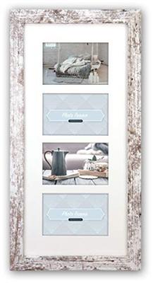 ZEP S.r.l. Nelson 6 4Q Cadre Photo Bois Chabby Chic Blanc 4 x 10 x 15 cm