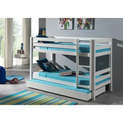 MES PINO Lit enfant superpos&eacute; 90x200 cm + lit gigogne - Blanc