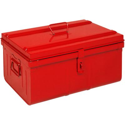 LES TENDANCES Malle de rangement m&eacute;tal rouge dax l 57 x 31 x p 45 cm