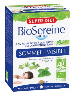 SUPERDIET  Biosereine Passiflore, Houblon, M&eacute;lisse 80 comprim&eacute;s 380gr
