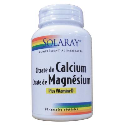 SOLARAY Calcium Magn&eacute;sium Vitamine D 90 g&eacute;lules 