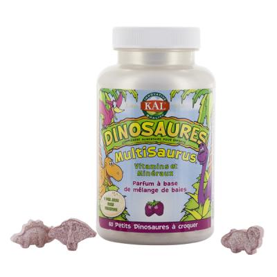 KAL  Dinosaures Multisaurus 60 Comprim&eacute;s - Pot 60 comprim&eacute;s &agrave; croquer