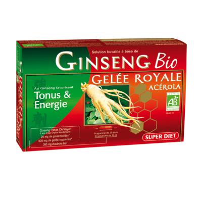 SUPERDIET Ginseng Ac&eacute;rola et de Gel&eacute;e Royale Bio 20 ampoules de Super Diet