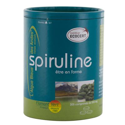 FLAMANT VERT  Spiruline Bio 300 Comprim&eacute;s - Pot 300 comprim&eacute;s