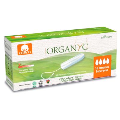 ORGANYC  Tampons Super Plus Sans Applicateur Coton Bio, 16 Tampons