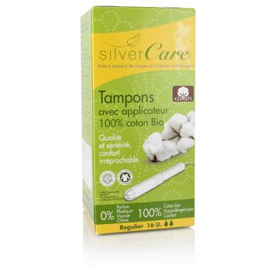 SILVERCARE Tampon en coton bio regulier avec applicateur - 16 unite(s)