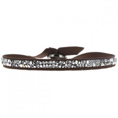 CLEOR Bracelet Tissu Marron Cristaux Swarovski A24928