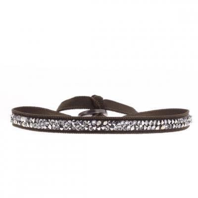 CLEOR Bracelet Tissu Marron Cristaux Swarovski A31667
