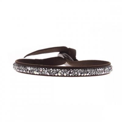 CLEOR Bracelet Tissu Marron Cristaux Swarovski A31668