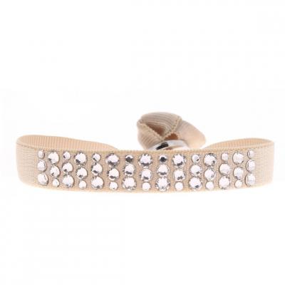 CLEOR Bracelet Tissu Beige Cristaux Swarovski A35524