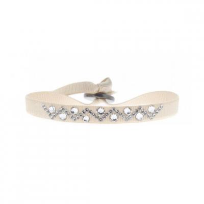 CLEOR Bracelet Tissu Beige Cristaux Swarovski A35652