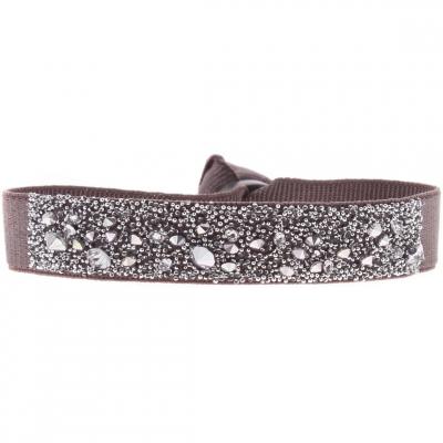 CLEOR Bracelet Tissu Marron Cristaux Swarovski A36475