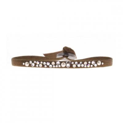 CLEOR Bracelet Tissu Marron Cristaux Swarovski A36708