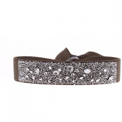 CLEOR Bracelet Tissu Marron Cristaux Swarovski A36951