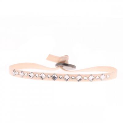 CLEOR Bracelet Tissu Rose Cristaux Swarovski A37781