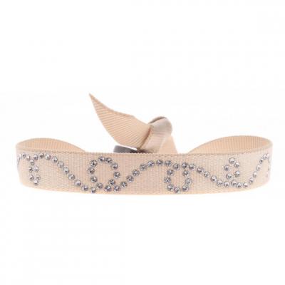 CLEOR Bracelet Les Interchangeables En Laiton, Satin Blanc Et Cristal