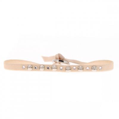 CLEOR Bracelet Tissu Beige Cristaux Swarovski A39350