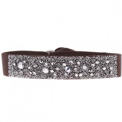CLEOR Bracelet Tissu Marron Cristaux Swarovski A39572