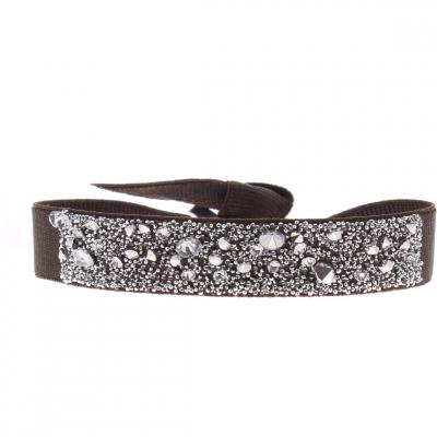 CLEOR Bracelet Tissu Marron Cristaux Swarovski A39573
