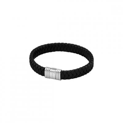 LOTUS STYLE Bracelet  LS1518-2-2 - Bracelet Cuir Noir Tress&eacute; Homme