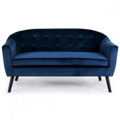 MENZZO Canap&eacute; 3 Places Scandinave Velours Bleu OLAF