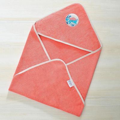 BECQUET Cape de bain b&eacute;b&eacute; PETITES BETES en coton rose corail