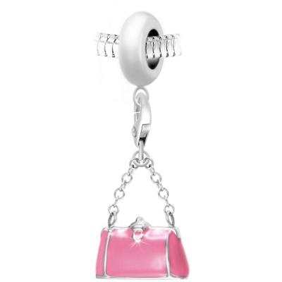 SO CHARM BIJOUX Charm perle Sac &agrave; main rose par SC Crystal Paris&reg;