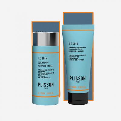 PLISSON Coffret Duo Le Puriste Gel Douche 3-en-1 et Gommage Energisant