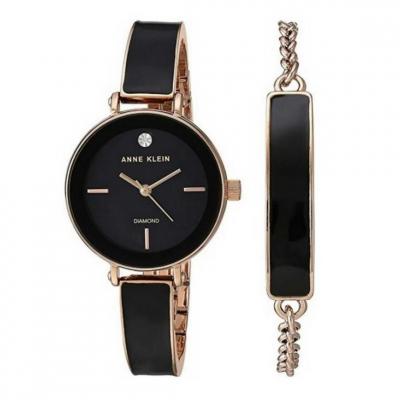 ANNE KLEIN Montre femme  Box Set AK-3620BKST - Bracelet Acier Dor&eacute; rose