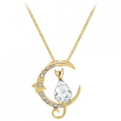 SO CHARM BIJOUX Collier Femme So Charm - BS1542-DORE-CRYS - Collier Chat Dor&eacute;