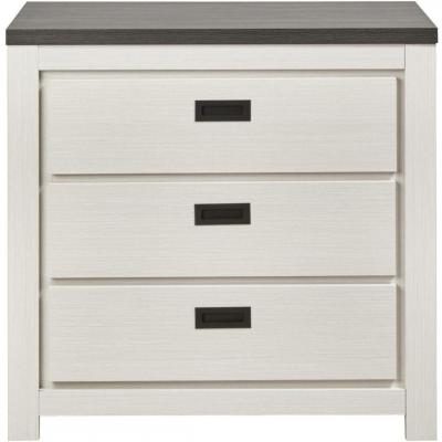 Commode 3 tiroirs bois blanc et noir Sarun 86 cm