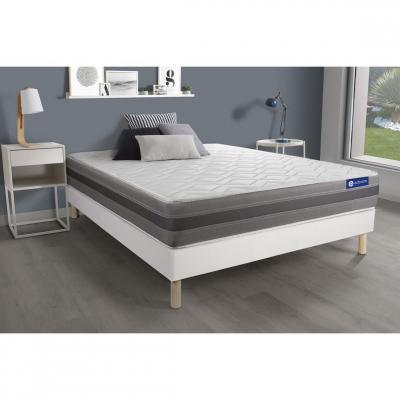 ACTISOM Matelas + sommier 140x200 ressorts ensach&eacute;s et m&eacute;moire de forme  - Actiflex relax