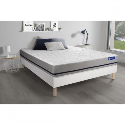ACTISOM Ensemble matelas 200x200 ACTILATEX SOFT 3zones de confort + sommier KIT blanc