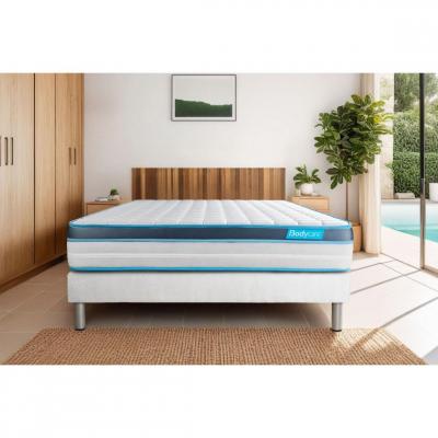 BODYCARE Ensemble 90x200 matelas BodyFit &agrave; m&eacute;moire de forme + sommier kit gris
