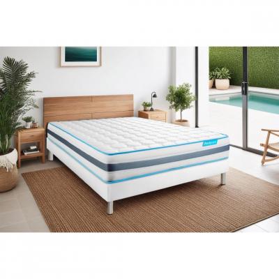 BODYCARE  - Ensemble matelas sommier BodyFlex 140 x 200 cm - Couleur : Blanc - Blanc