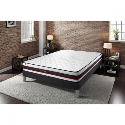 SOMNESS Ensemble 90x190 matelas FORM + sommier kit noir