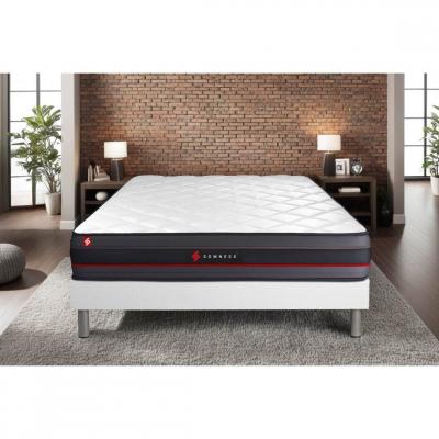 SOMNESS Ensemble 90x200 matelas REGEN &agrave; m&eacute;moire de forme + sommier kit blanc