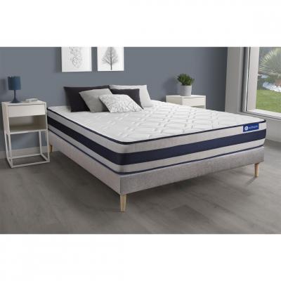 ACTISOM Matelas + sommier 140x200 ressorts ensach&eacute;s et m&eacute;moire de forme  - Actiflex ergo