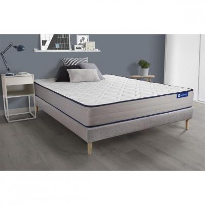ACTISOM Ensemble sommier matelas 140x200 Actiflex form - 22 cm - Ferme - sommier kit gris