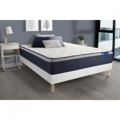 ACTISOM Matelas + sommier 90x200 ressorts ensach&eacute;s et m&eacute;moire de forme  - Actiflex max