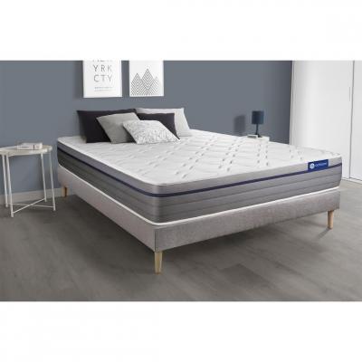 ACTISOM Matelas + sommier 140x200 ressorts ensach&eacute;s et m&eacute;moire de forme  - Actiflex zen